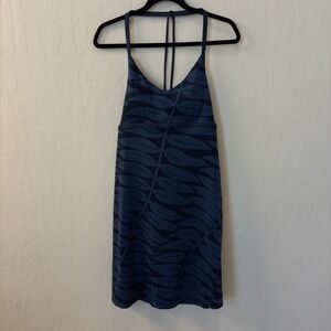 Patagonia Sundown Sally Strappy Athletic Dress Blue Leaf Print Women's Medium